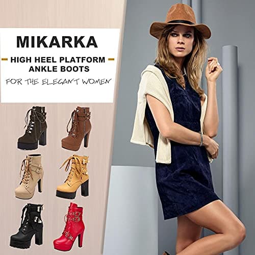 Mikarka Lace Up Ankle Boots for Women
| Round Toe Ankle Buckle Block High Heel Platform Knight Booties
| Mikarka Lace Up Ankle Boots Round Toe Ankle Buckle Block High Heel Platform Knight Booties