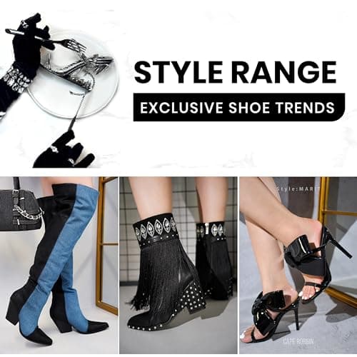 Cape Robbin Women's Metallic Thigh High Boots with Zippered Pointed Toe and Stiletto Heels