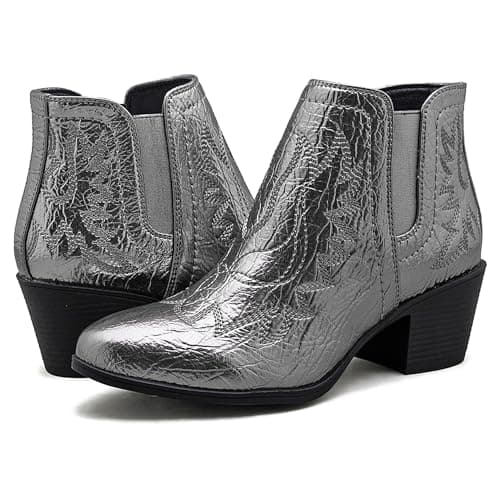 GLOBALWIN Women's Pull-On Ankle Boots Western Cowboy Cowgirl Style