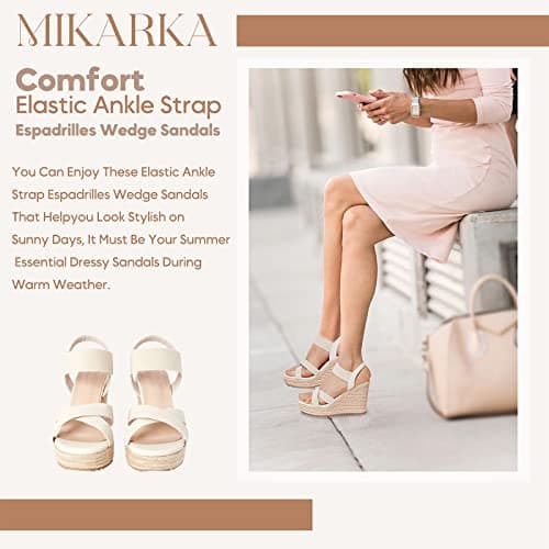 Women's Open Toe Wedge Espadrille Sandals - Comfortable Slip On Platforms