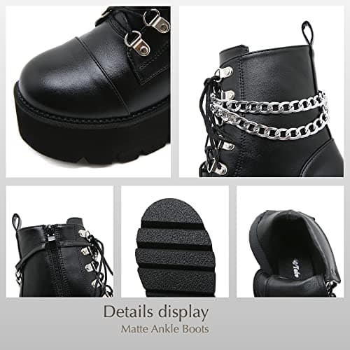 Rui Yue Women's Chunky Ankle Zipper Combat Boots
