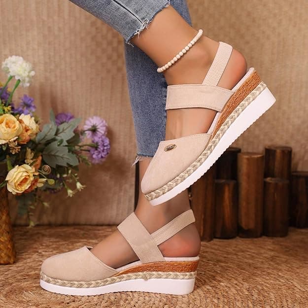 2025 Women's Comfortable Anti-Slip Espadrille Wedge Sandals with Adjustable Buckle