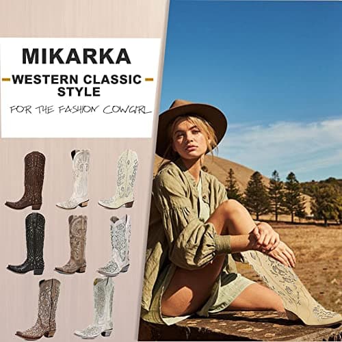 Women's Rhinestone Cowboy Boots for Rodeo - Mid Calf Western Style