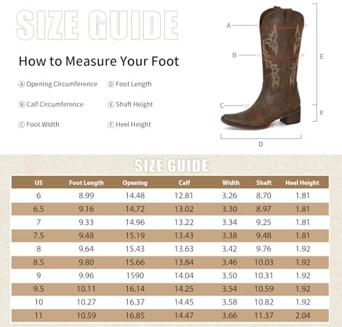 MISSMILLER Women's Embroidered Mid-Calf Cowboy Boot Heels