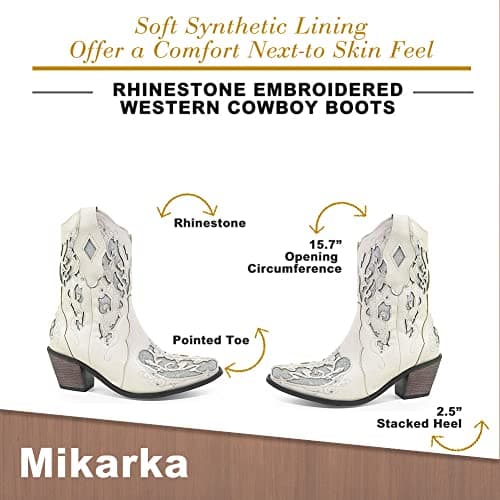 Women's Rhinestone Cowboy Boots for Rodeo - Mid Calf Western Style