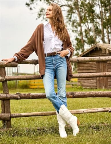 Mostrin Western Boot Chunky Heeled Mid-Calf Square Toe Pull-On Boot