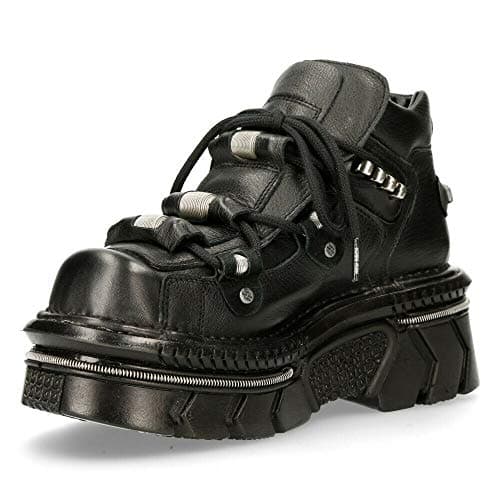New Rock M-215-S6 Women's Goth Punk Black Metallic Platform Boots