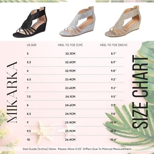 Mikarka Women's Sparkling Rhinestone Wedge Sandals for Weddings, Prom and Dance