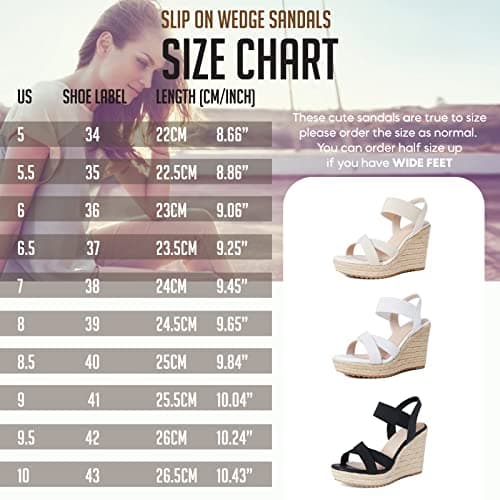 Women's Open Toe Wedge Espadrille Sandals - Comfortable Slip On Platforms