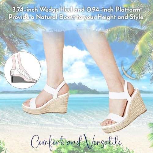 Mikarka Women's Open Toe Wedge Sandals with Elastic Ankle Strap