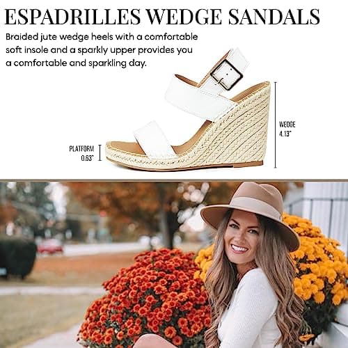 Women's Platform Wedge Sandals with Ankle Strap