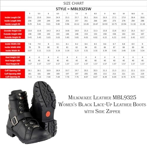 Milwaukee Premium Black Lace-Up Motorcycle Boots for Women Size Wide Width
