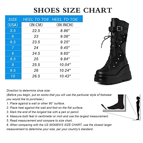 Mikarka Women's Holographic Lace-Up Mid-Calf Combat Wedge Boots