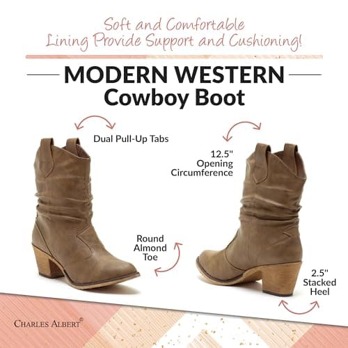 Charles Albert Women's Modern Western Cowboy Distressed Boot