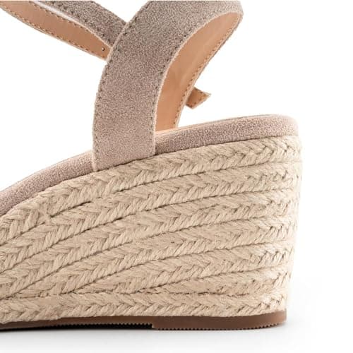 DREAMCIA Women's Wedge Espadrille Platform Sandals Open Toe Buckle Dress ShoesSummer