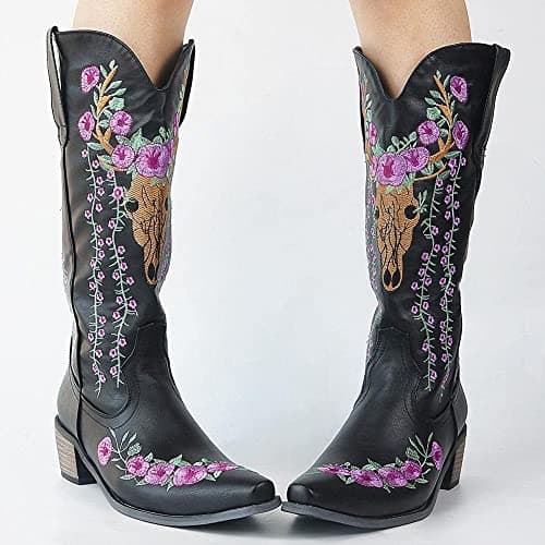 Floral Embroidered Cowboy Boots for Women - Western Style