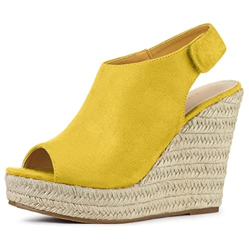Allegra K Women's Espadrille Platform Heeled Wedge Sandals
