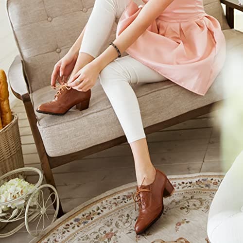 Mikarka Women's Vintage Chunky Heel Brogued Oxford Shoes