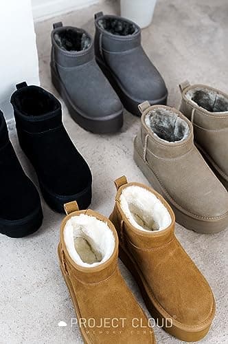 Genuine Suede Leather Ankle Boots for Women - Lightweight Winter Boots