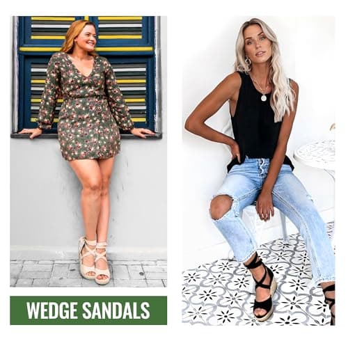Vepose Women's Lace-Up Espadrille Platform Wedge Sandals