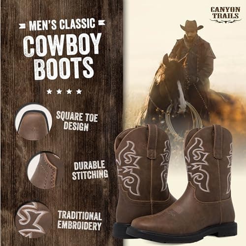 Canyon Trails Mens Square Toe Western Boots
