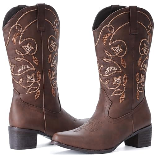 IXU Women's Wide Calf Pointed Toe Western Boots