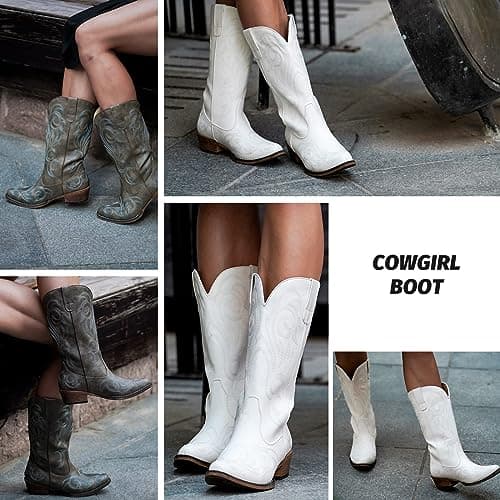IUV Women's Pointy Toe Western Cowgirl Boots