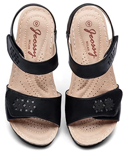 Jeossy Women's Comfortable Platform Wedge Sandals with Buckle