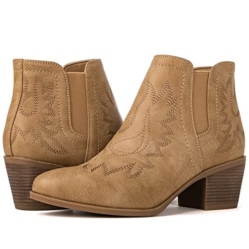 GLOBALWIN Women's Pull-On Ankle Boots Western Cowboy Cowgirl Style