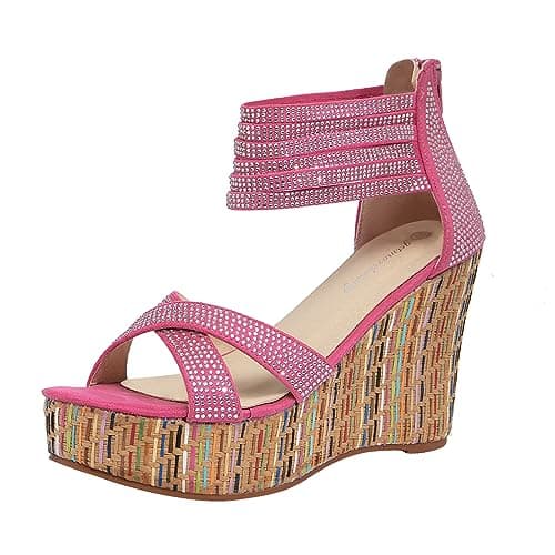 Get More Beauty Women's Pearls Across Top Platform Sandals