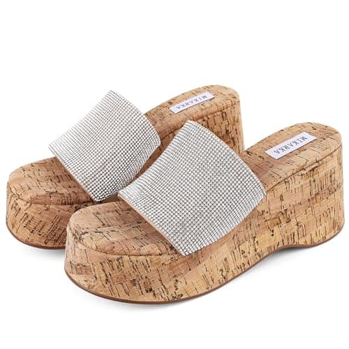Mikarka Women's Dressy Summer Slip-On Cork Platform Sandals