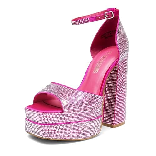 Dream Pairs Chunky Block Platform Heels for Women-Ankle Strap Open Square Toe Sandals