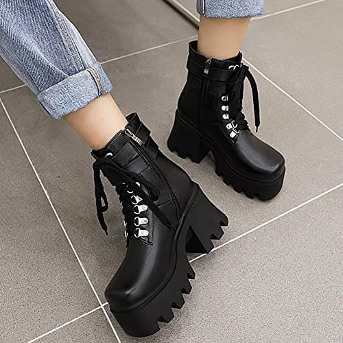 Gothic Platform Combat Ankle Boots for Women