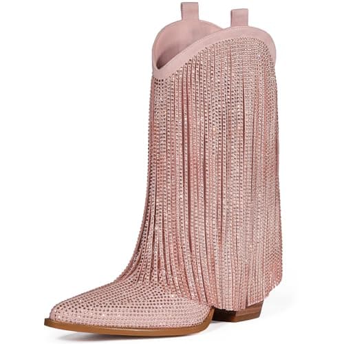 HICLOTSA Sparkly Rhinestone Western Boots for Women
