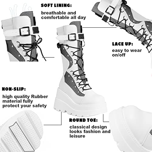 Women's Gothic Platform Combat Boots for Concerts and Festivals