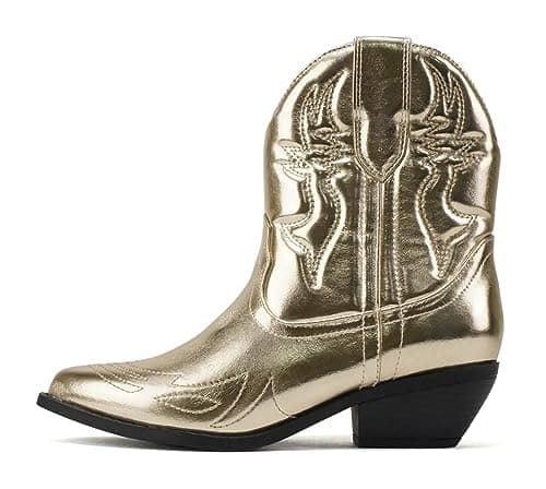 Soda Women's Cowgirl Cowboy Western Stitched Short Booties Pointed Toe (Wide Fit Available)