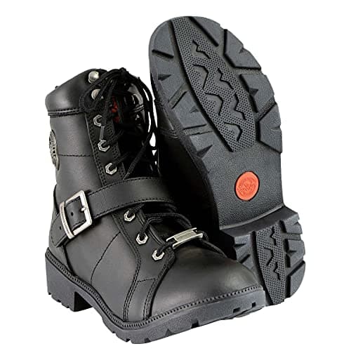 Milwaukee Premium Black Lace-Up Motorcycle Boots for Women