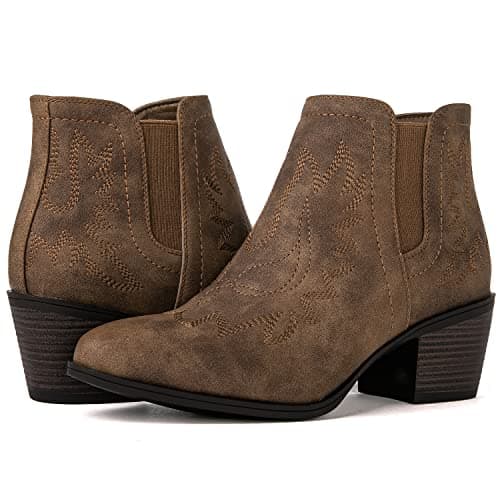 GLOBALWIN Women's Pull-On Ankle Boots Western Cowboy Cowgirl Style