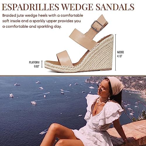 Women's Platform Wedge Sandals with Ankle Strap