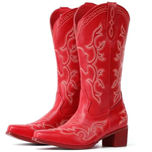 Classical Embroidered Pointy Toe Western Boots for Women