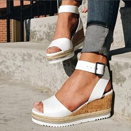 Fululuer Wide Width Espadrille Sandals for Women (I-Brown, 8.5)