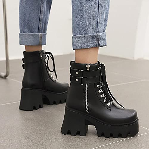 Gothic Platform Combat Ankle Boots for Women