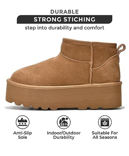 Genuine Suede Leather Ankle Boots for Women - Lightweight Winter Boots