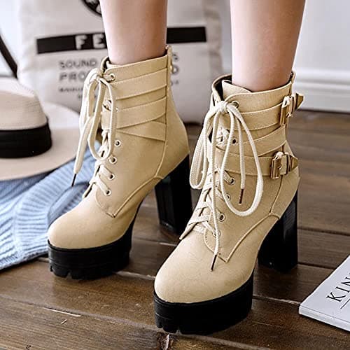 Mikarka Lace Up Ankle Boots for Women
| Round Toe Ankle Buckle Block High Heel Platform Knight Booties
| Mikarka Lace Up Ankle Boots Round Toe Ankle Buckle Block High Heel Platform Knight Booties