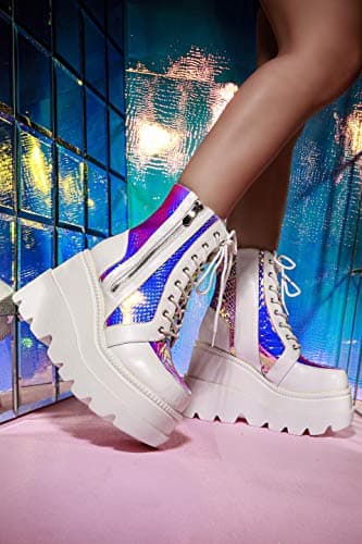 White Chunky Block Heel Boots for Cape Robbin Radio Fans