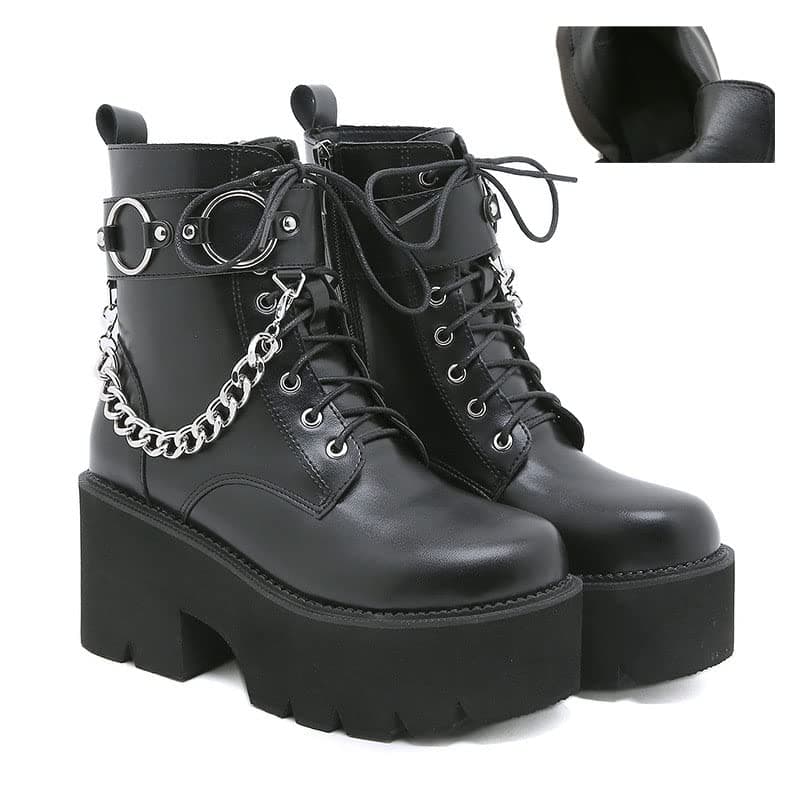 GooMaShoes Women's Black Lace up Goth Platform Boots for Cosplay and Fashion
| GooMaShoes Women's Chunky Block Ankle Gothic Combat Boots for Gothic and Punk Stylists
| GooMaShoes Black Lace up Gothic Platform Boots with Chunky Block Heel for Women