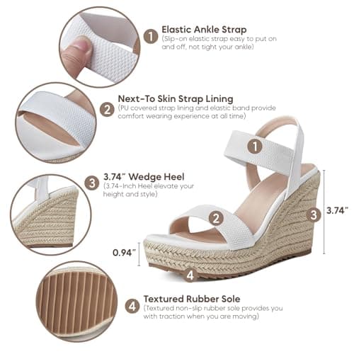 Mikarka Women's Open Toe Wedge Sandals with Elastic Ankle Strap