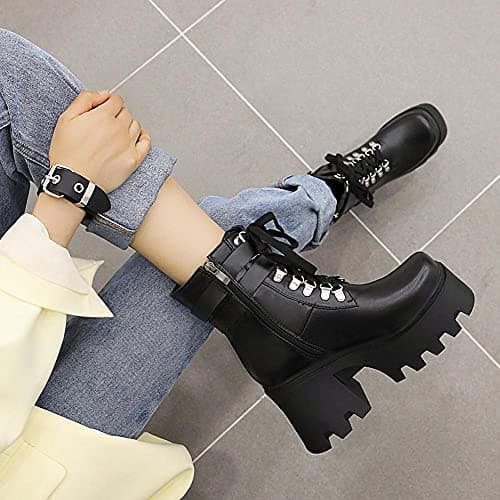 Gothic Platform Combat Ankle Boots for Women