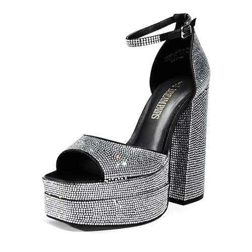 Dream Pairs Chunky Block Platform Heels for Women-Ankle Strap Open Square Toe Sandals