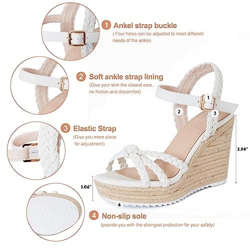 Braided Knot Wedge Espadrille Sandals for Women